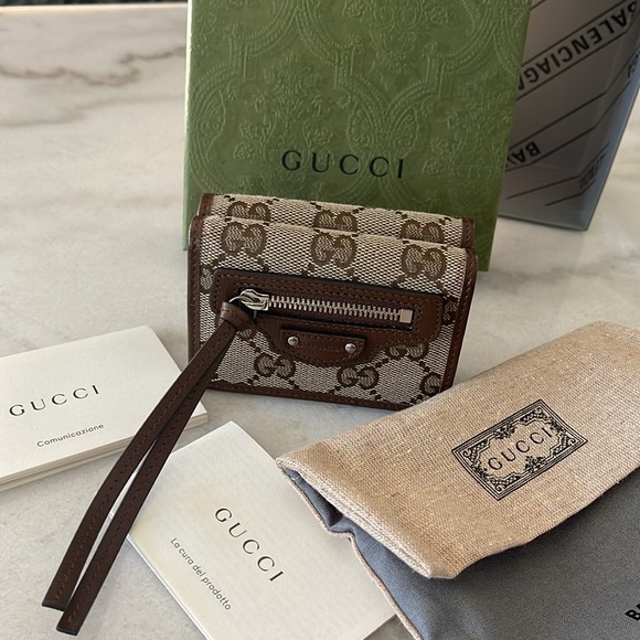 New Authentic GUCCI BALENCIAGA Collab Wallet - Limited Edition! Brown GG Canvas - Picture 4 of 17